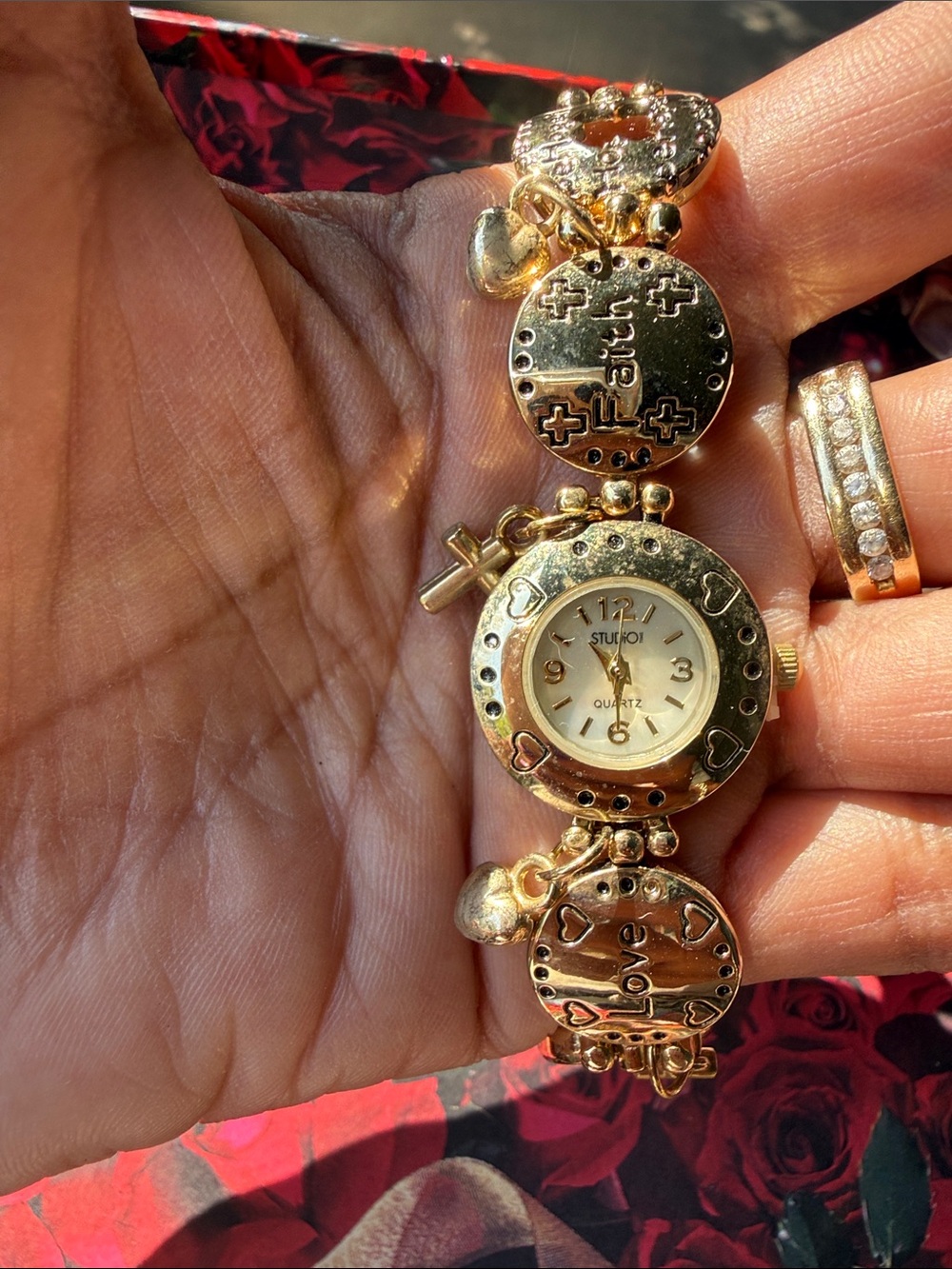 Gold Tone Women's Charm Bracelet Watch -